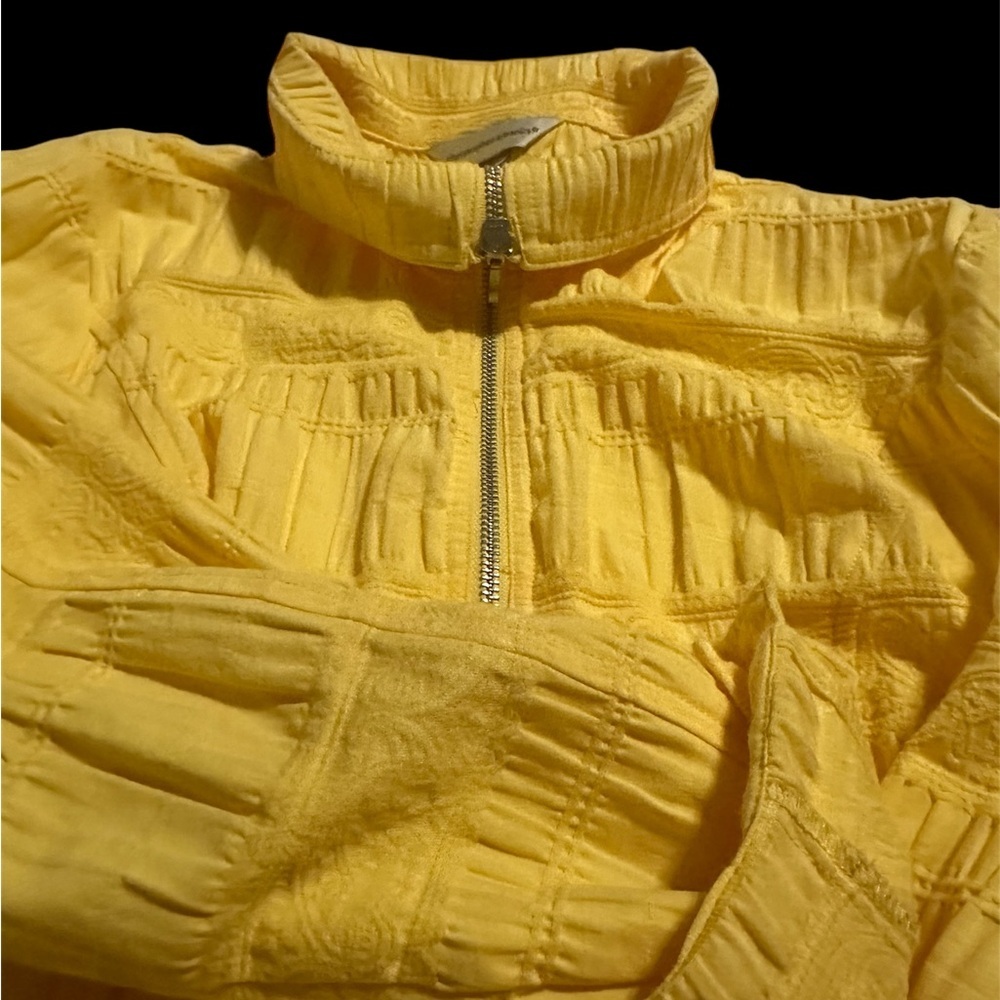 Christopher & Banks yellow Waffle zip up Long Sleeve - Picture 6 of 10